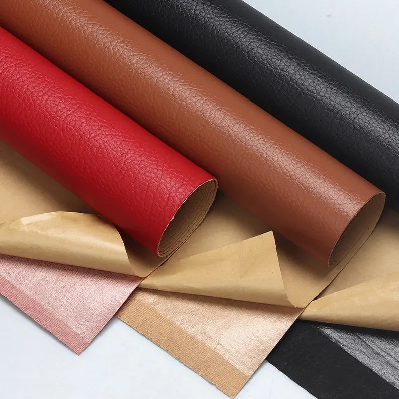 Manufacturer Good Quality Self-Adhesive Designer Upholstery Fabrics PU Fabric Faux Leather Fabric for Sofa and Furniture Cover